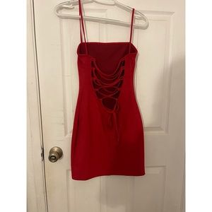 In The Style sexy red mini dress open back